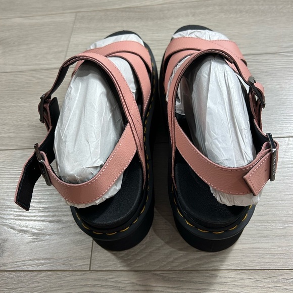 DR. MARTENS Voss II Quad Leather Platform Sandals Beige Pink - Picture 8 of 12